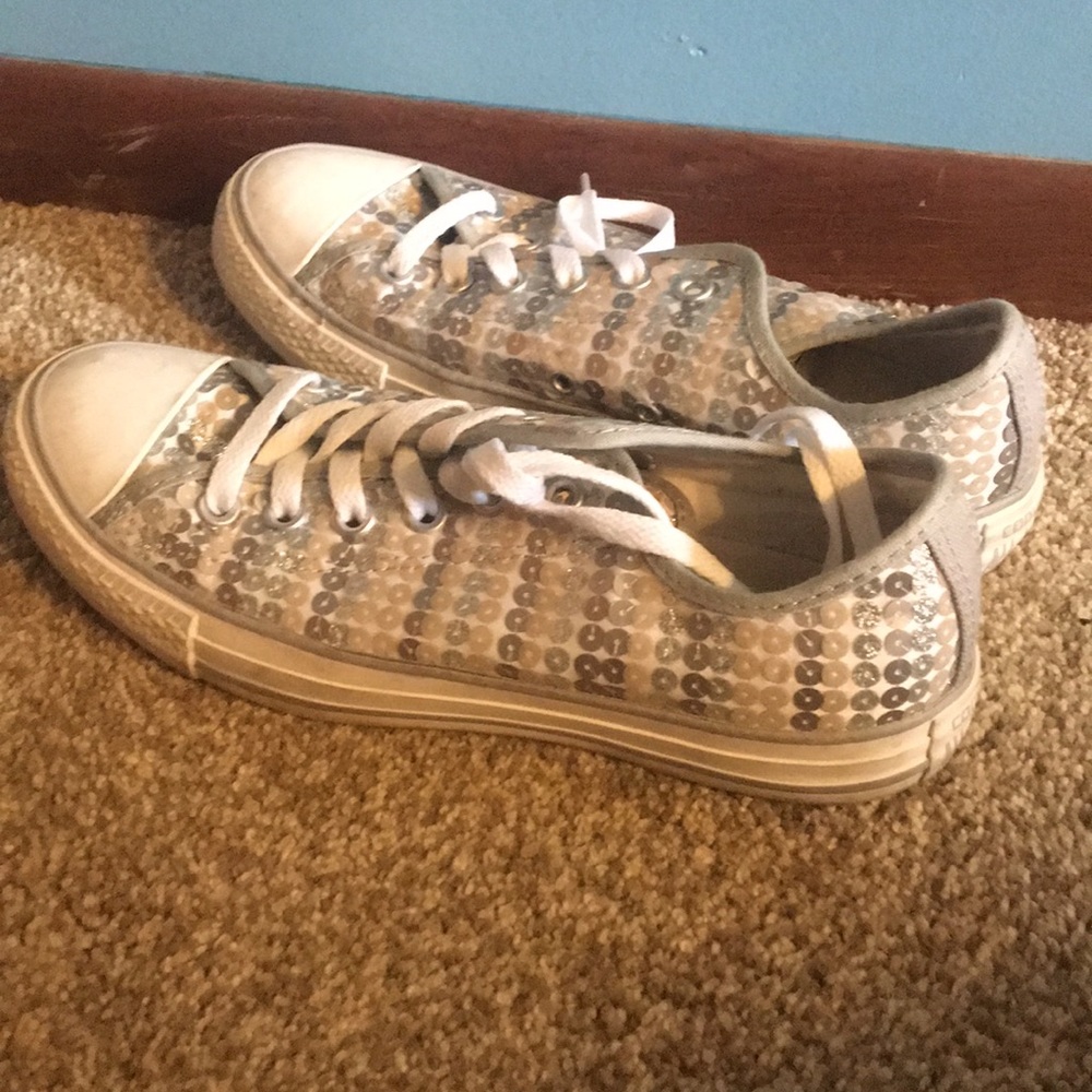 Silver Sequined Converse